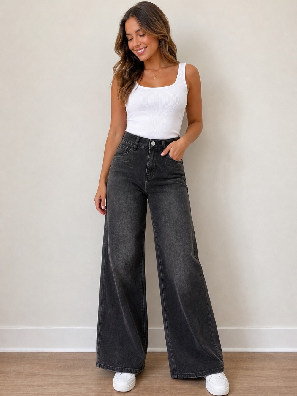 Altar'd State Washed Black High-Rise Wide Leg Jeans Sz 2
